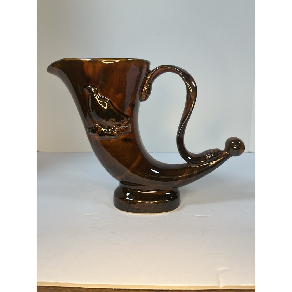 Vintage Cornucopia Whiskey Pitcher Famous Grouse Scotch‎ Horn Bar Ware Rare